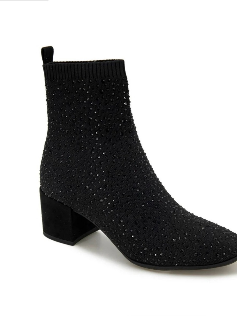 Kenneth Cole Black Crystal-Embellished Ankle Booties